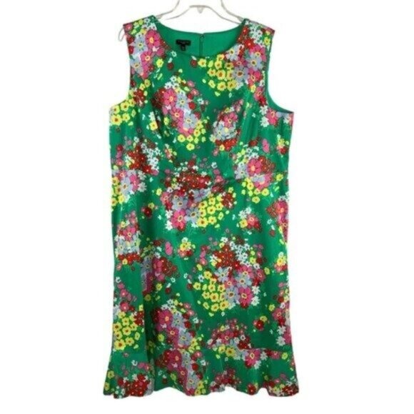 Talbots Green Floral Sleeveless Springtime Shift Dress - Picture 2 of 7